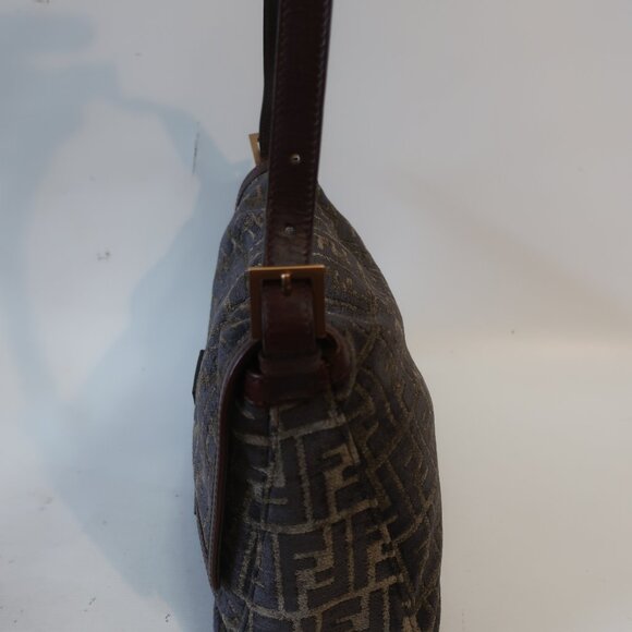 Womens Fendi Zucca Mini Mama Baguette Velour Velvet Leather Shoulder Handbag - Picture 5 of 16